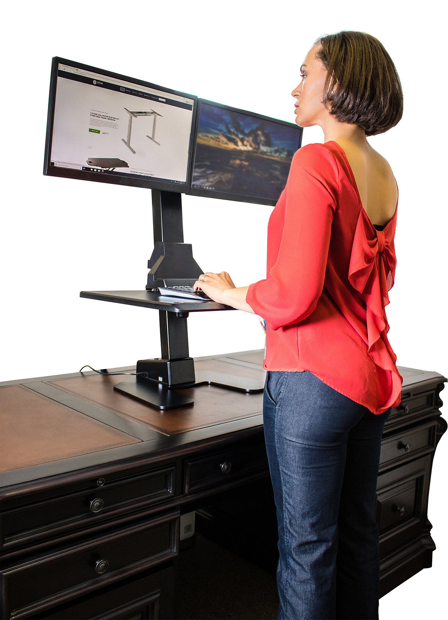 Dual Monitor Electric SitStand Workstation Premium Series SE05E2WB